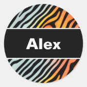 Zachte kleurrijke deegwaren Zebrastripes Ronde Sticker (Voorkant)