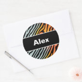Zachte kleurrijke deegwaren Zebrastripes Ronde Sticker (Envelop)