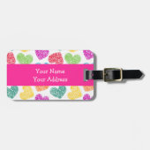 Zachte Kleurrijke Doodle Hart Valentijnsdag Patroo Bagagelabel (Voorkant horizontaal)