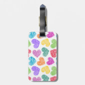 Zachte Kleurrijke Doodle Hart Valentijnsdag Patroo Bagagelabel (Achterkant verticaal)