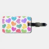 Zachte Kleurrijke Doodle Hart Valentijnsdag Patroo Bagagelabel (Achterkant horizontaal)