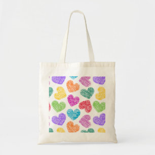 Zachte Kleurrijke Doodle Hart Valentijnsdag Patroo Tote Bag