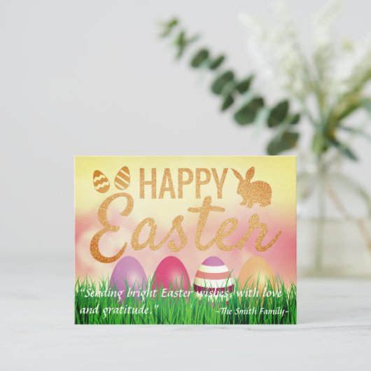 Zachte, kleurrijke, gelukkige paasmakerij met spec briefkaart (Staand voorkant)