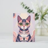 Zachte Kleurrijke Kat, Leuk, Chic, Wonderlijke Ver Briefkaart (Staand voorkant)