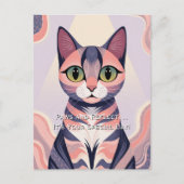 Zachte Kleurrijke Kat, Leuk, Chic, Wonderlijke Ver Briefkaart (Voorkant)