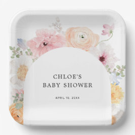 Zachte kleurrijke pastel bloemboog papieren bordje