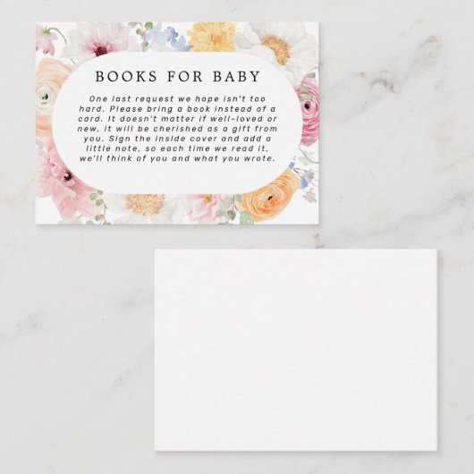Zachte kleurrijke pastel bloemige Lijst boeken voo Informatiekaartje (Voorkant / Achterkant)
