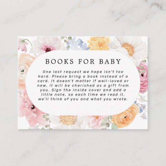 Zachte kleurrijke pastel bloemige Lijst boeken voo Informatiekaartje (Voorkant)