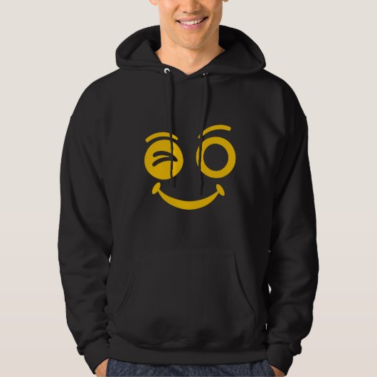 Zachte Knipogende Smiley Gezicht Zwarte Pullover H (Voorkant)