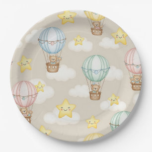 Zachte knuffelbeer Heet luchtballon Neutraal patro Papieren Bordje