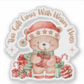 Zachte Knuffelbeer Kerststicker Sticker (Voorkant)