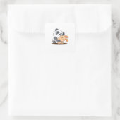 Zachte Knuffelende Panda en Konijn Custom Sticker (Tas)