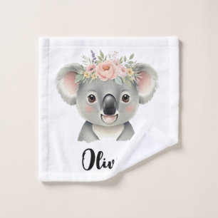 Zachte Koala met Kroon van Kleurrijke Bloemen Washandje