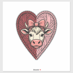 Zachte Koe Hart Garens Vintage Gravure Ontwerp_1 Sticker