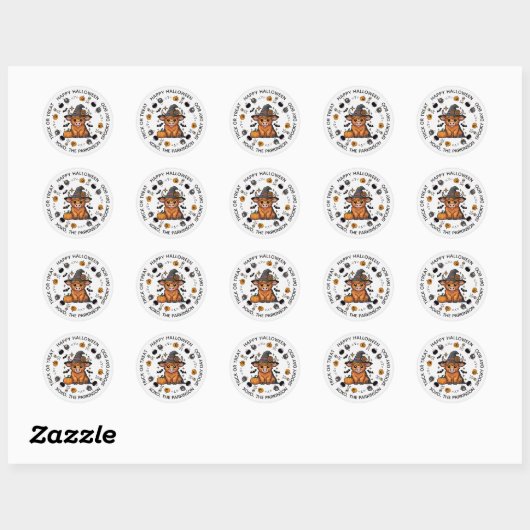 Zachte Koe Ronde Sticker – Boerderij Design Hallow (Vel)