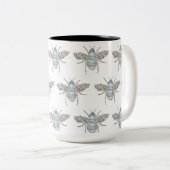 "Zachte koffiedrinkers" Tweekleurige Koffiemok (Voorkant rechts)