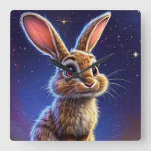 🐰 Zachte Konijn Nursery Kamer Decoratie Cadeau ✨ Vierkante Klok
