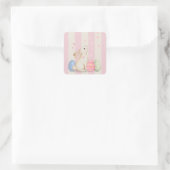 Zachte Konijn Pastel Pasen Vierkante Sticker (Tas)
