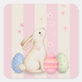 Zachte Konijn Pastel Pasen Vierkante Sticker (Voorkant)