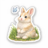 Zachte Konijn Stickers met Vlinder Vinyl (Voorkant)