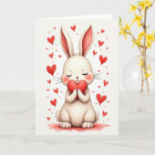 Zachte Konijnen Liefdes Hart Kaart (Gele Bloem)