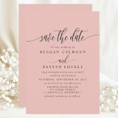 Zachte Koraal Elegante Kalligrafie Save The Date