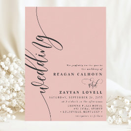 Zachte Koraal Elegante Kalligrafie Schrift Huwelij Kaart
