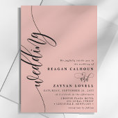 Zachte koraal Elegante kalligrafie Script bruiloft Kaart