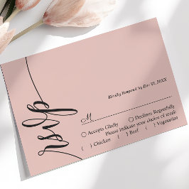Zachte Koraal Elegante Kalligrafie Trouw RSVP Kaar Kaartje