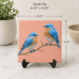 Zachte Koraal Liefdesvogels Romantische Blauwe Vog Tegeltje