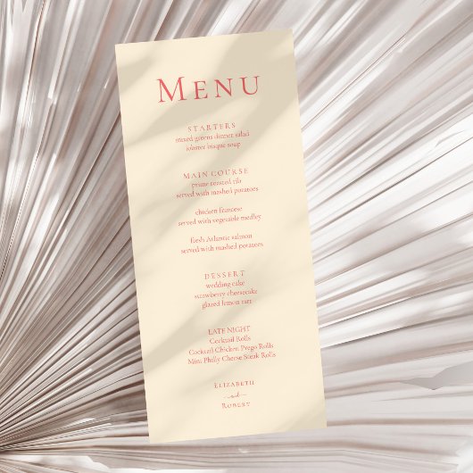 Zachte Koraal Moderne Minimalistische Trouw Menuka Menu