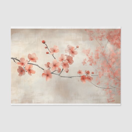 Zachte Koraalbloemen & Bloesems BP8B Decoupage Tissuepapier (Voorkant)