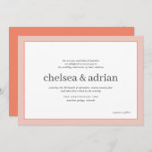 Zachte koraalgrens Eenvoudige Huwelijksuitnodiging Save The Date (Voorkant / Achterkant)