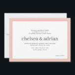 Zachte koraalgrens Eenvoudige Huwelijksuitnodiging Save The Date<br><div class="desc">Maak een statement van ingetogen elegantie met dit eenvoudige, op tekst gebaseerde bruiloft uitnodigingsontwerp met een subtiele rand van zowel zachte als gewaagde koraaltinten op neutraal wit. Gebruik de aanpassingsoptie om alle kleuren te veranderen om uw huwelijksthema aan te passen, kunt u zelfs een backer-afbeelding van uw keus toevoegen om...</div>