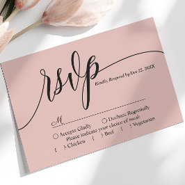 Zachte Koraalroze Eenvoudige Script Trouw RSVP Kaa Kaartje