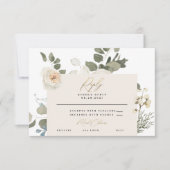 Zachte koraalwitte flora botanische groen RSVP kaartje (Voorkant)