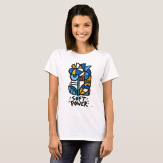 Zachte Kracht Blauwe Hortensia Tribale Geometrisch T-shirt