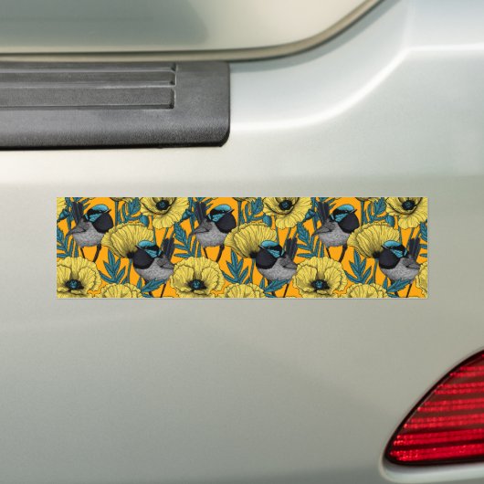 Zachte kreeften en papavers, geel bumpersticker (Op auto)