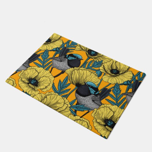 Zachte kreeften en papavers, geel deurmat (Schuin)