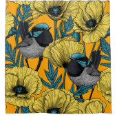 Zachte kreeften en papavers, geel douchegordijn (Voorkant)