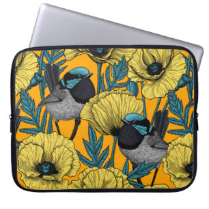 Zachte kreeften en papavers, geel laptop sleeve