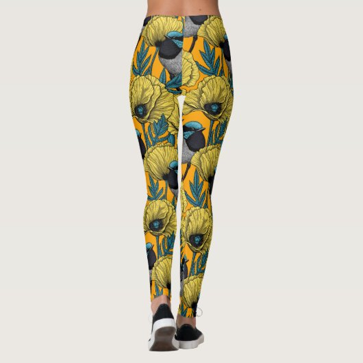 Zachte kreeften en papavers, geel leggings (Achterkant)