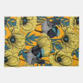 Zachte kreeften en papavers, geel theedoek (Horizontaal)