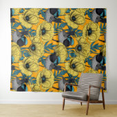 Zachte kreeften en papavers, geel wandkleed (In Situ (horizontaal))