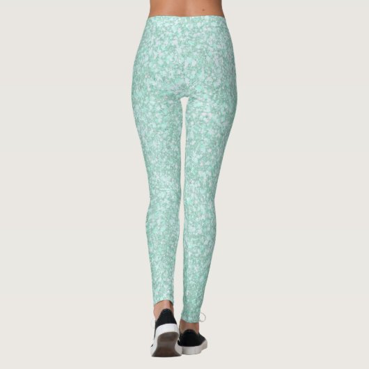 Zachte kristallijne Aqua Blue Glitter CUSTOM-TEKST Leggings (Achterkant)
