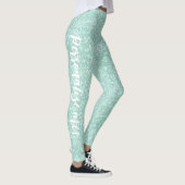 Zachte kristallijne Aqua Blue Glitter CUSTOM-TEKST Leggings (Rechts)