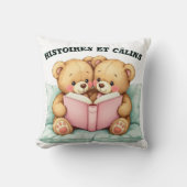 Zachte Kussen met Twee Beren die Samen Lezen –  (Voorkant)