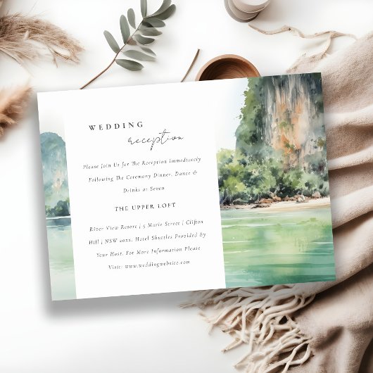 Zachte Kust Thailand Seascape Bruiloft Receptie Informatiekaartje