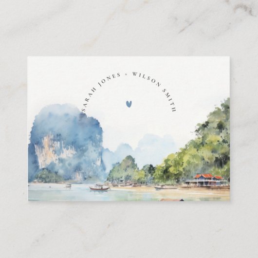 Zachte Kust Thailand Seascape Bruiloft Receptie Informatiekaartje (Achterkant)
