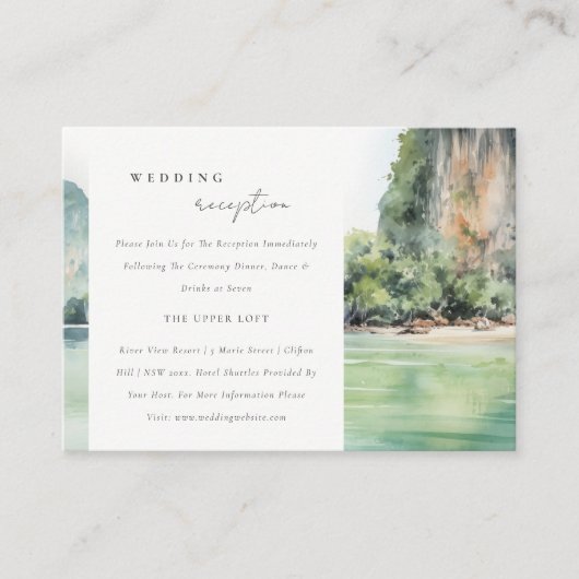 Zachte Kust Thailand Seascape Bruiloft Receptie Informatiekaartje (Voorkant)